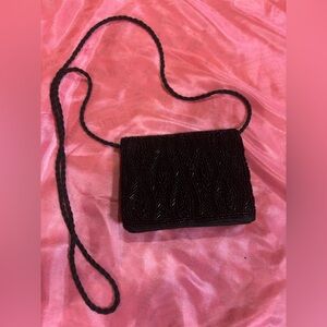 Chic Black Beaded Clutch